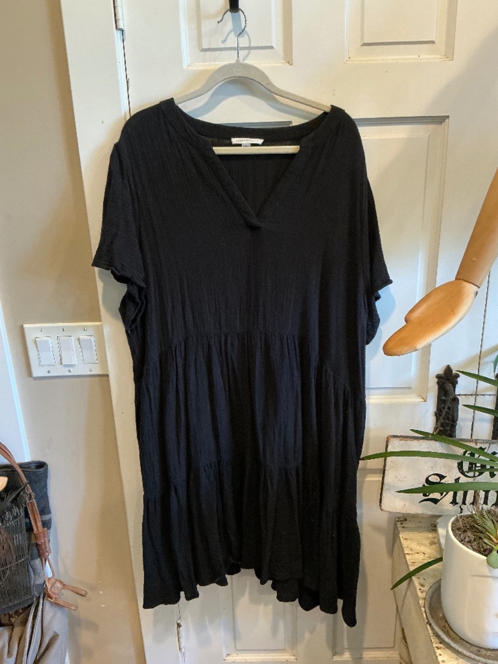 Lucky Brand pullover top or dress in gauzy black!  Plus size 3x!